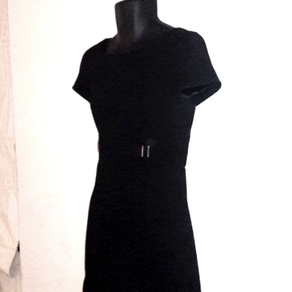 WHITE HOUSE BLACK MARKET Black Ponte Knit Stretch Dress, 0 - Picture 5 of 6